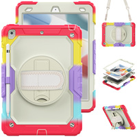 Étui robuste pour tablette, coque de protection antichoc avec béquille rotative, sangle de main et bandoulière pour iPad 10.2 9.7 10.5