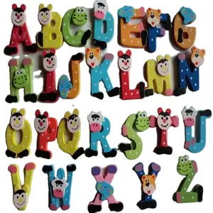 Jogo de brinquedo educacional para crianças unissex, ímã de madeira para geladeira, conjunto com 26 peças, letras do alfabeto, bebê e criança