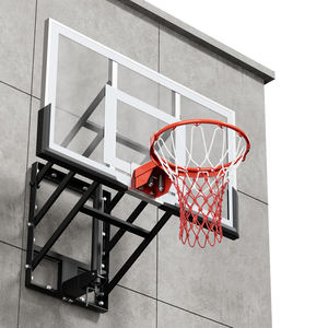 Canestro da Basket Rusu 120x80 cm con Supporto a Muro Regolabile a Manovella, in Acciaio e Vetro Temperato, Colore Personalizzabile - Product Image 3