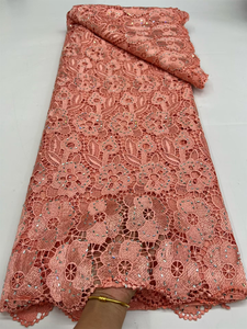 Encaje de red francés elegante y suave de NI.AI con bordado, perlas, cuentas y lentejuelas para vestidos de novia de lujo y vestidos de fiesta. - Product Image 4