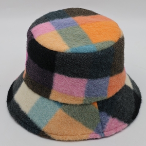 2024 yüksek kalite avustralya özel yün ekose desen balıkçı şapka özel LOGO adam ve kadın kova şapka - Product Image 5