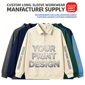 Sweat-shirt polo <span class=keywords><strong>à</strong></span> manches longues avec logo personnalisé : Pull décontracté unisexe <span class=keywords><strong>à</strong></span> col demi-zip, uniforme <span class=keywords><strong>de</strong></span> <span class=keywords><strong>travail</strong></span> d'entreprise, hauts <span class=keywords><strong>de</strong></span> groupe Sehe Fashion - Product Image 5