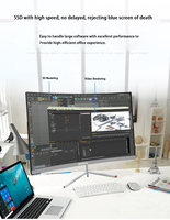 Ordinateur tout-en-un élégant avec écran tactile incurvé rétroéclairé par LED, caméra optionnelle, WIFI et BT