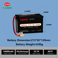 Baterai Drone OEM Viwipow 54000mAh 6S 23.7V 10C High Discharge UAV Semi-solid State dengan Konektor Khusus untuk Pertanian