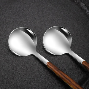 Cuchara de acero inoxidable con mango, cuchara para postre, cuchara para avena, cuchara para café, cuchara para miel, cuchara de té, utensilios de mesa domésticos engrosados - Product Image 3