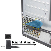 Câble d'alimentation CA avec prise C13 à angle droit de type A à 3 broches, 90 degrés, pour l'Amérique du Nord, norme US, AWG 18, IEC C13