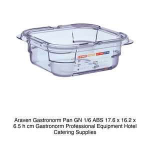 Recipiente para Alimentos ABS GN 1/6, 17.6 × 16.2 × 6.5 h cm, 1 L, sin Tapa, -40/+80 ° C Araven - Product Image 2