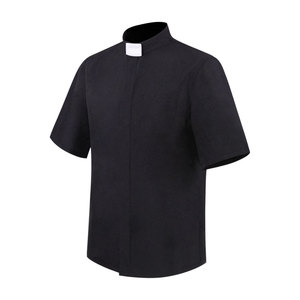 Hombres Mujeres Sacerdote Bendito Negro Clero Stand <span class=keywords><strong>Collar</strong></span> para Polos Manga Corta Pastor Predicador Ministro Disfraz Sólido - Product Image 2