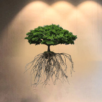 Arbre suspendu artificiel de style japonais en forme d'art avec racines visibles, écologique et résistant aux UV pour la décoration d'espaces artistiques