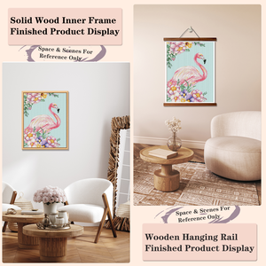 Kit de Broderie Diamant Flamant Rose avec Fleurs, Perles Rondes en Cristal, Kit DIY avec Cadre Rectangulaire Style Champêtre - Product Image 5