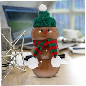 Vaso de Té con Leche de Navidad con Diseño de Muñeco de Nieve, Botella de Plástico PET Desechable, Botella de Jugo, Contenedor para Bebidas Frías, Forma Circular, Decorativo y Creativo - Product Image 3