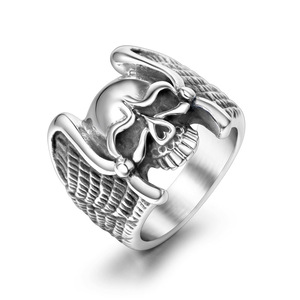 Angel Wings Skull <b>Ring</b> <b>Titanium</b> Steel Unisex Fashion Jewelry Gift SA742 - Product Image 1