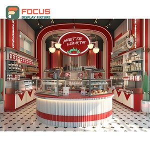 ตู้โชว์กาแฟแบบรวมในตัว หน้ากระจกสูง สำหรับผลิตภัณฑ์เบเกอรี่ สีขาวด้าน ตู้คาเฟ่ - Product Image 1