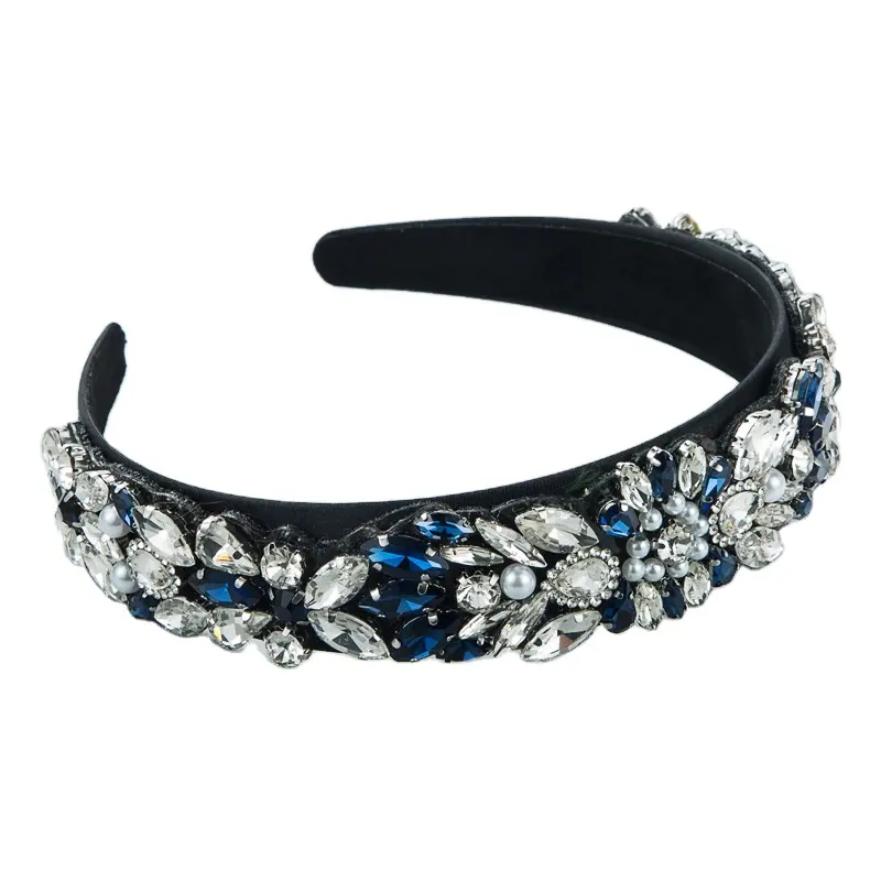 Nouveau luxe baroque couleur strass bandeaux magnifique bandeau de cheveux femmes accessoires de cheveux de mariée