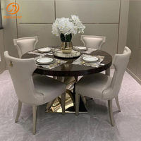 Ensemble table à manger ronde de luxe 12 places en marbre design en métal