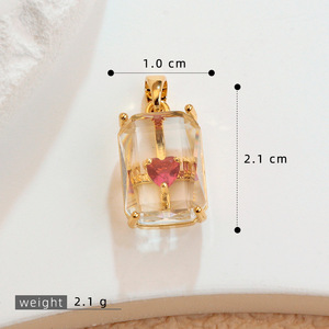 HD332 Nouveau Best-Seller Pendentif en Forme de Cœur Transparent Plaqué Or Laiton Charme Romantique pour Femmes Accessoire DIY - Product Image 5