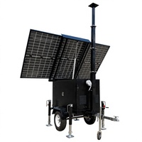 Maßgefertigter Solar-Lichtmast mit 4 LED-Flutlichtern, MPPT-Reglern und Elektromast für Öl-, Gas- und Energieunternehmer, Baustellen und Projekte