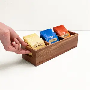 Choice Fun Wooden Uncovered Desktop Home Storage Tea Bag Coffee Storage Box Desk Tea Bag Organizer