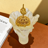 Encensoir en résine givrée en forme de pétale, avec couvercle ajouré, pour Bakhoor, style chinois, arabe, indien, élégant, pour la maison et la table, vente en gros