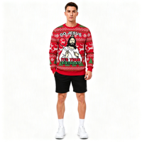 Sweat-shirt à col rond pour homme personnalisé avec sublimation, thème Anniversaire de Jésus, impression intégrale pour les fêtes de Noël