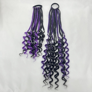 Nuevo Estilo de Cola de Caballo Trenzada para Niños de 14 Pulgadas, Trenzas en Caja con Puntas Rizadas, Cola de Caballo Personalizada para Niños con Bola de Peluche y Pinzas de Mariposa - Product Image 5