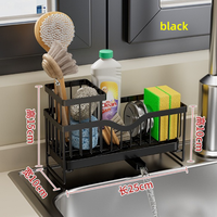 Porte éponge cuisine salle de bain évier organisateur support en acier inoxydable détachable suspendu robinet égouttoir avec bac d'égouttement