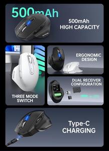 เมาส์ไร้สายบลูทูธ 2.4g ดีไซน์ใหม่ตามหลักสรีรศาสตร์ คุณภาพสูง 1200 DPI เงียบ พร้อมหน้าจอแสดงสถานะแบตเตอรี่ - Product Image 4