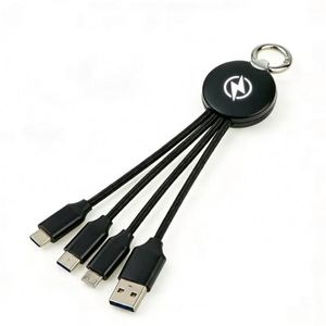 Business Gift Sets 3 in 1 Keychain Charger <b>Cable</b>, Portable <b>Charging</b> <b>Cable</b> With Customized Led Light up Logo Custom Gifts - Product Image 1