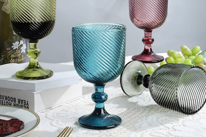 Ensemble de gobelets à vin vintage verts gaufrés, motifs variés, verres à vin rétro en relief <span class=keywords><strong>Hugo</strong></span> pour décoration de mariage, fête, hôtel - Product Image 4