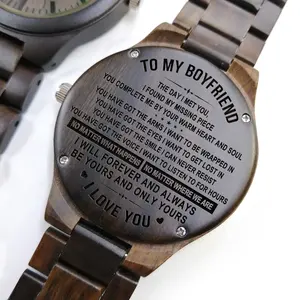 100% натуральная сандаловая древесина часы гравировать логотип и текст на задней части часов