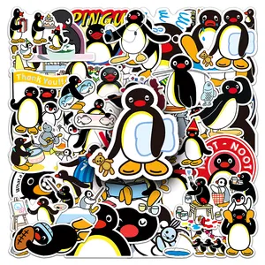 50 Uds pegatina de dibujos animados Pingu pegatina de vinilo impermeable troquelada para decoración portátil