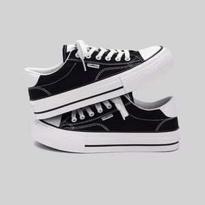 Classic Men's Canvas Sneakers Comfortable <b>Lace</b>-up Flat Board Shoes Lightweight Breathable Mesh Lining Solid Color Casual Shoes - Product Image 1