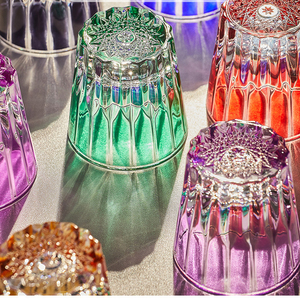 แก้ววิสกี้แนววินเทจสีสวยๆของตกแต่งสีสวยชมพูแดงเหลืองดำเขียวช๊อตแก้ว - Product Image 4