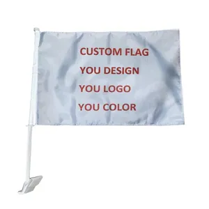 China Manufacture 100%polyester 12x18inch Custom Sublimation White Blank Car Flag