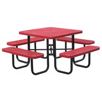Ensemble de banc de parc et table de pique-nique en acier inoxydable, mobilier de patio extérieur pour parcs publics, cours, entrées de gymnases