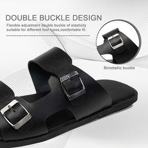 Sandales pour hommes de grande taille pour les vacances à la plage, en cuir et caoutchouc, semelle décontractée antidérapante, respirante, sandales décontractées d'été, pantoufles en cuir pour hommes - Product Image 3