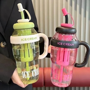 Botella de Agua Floral de Gran Capacidad <span class=keywords><strong>MU</strong></span> Trendy, Elegante Botella de Verano con Pajita para Chicas, para Fiestas, Senderismo, Taza Gigante para Hielo - Product Image 1