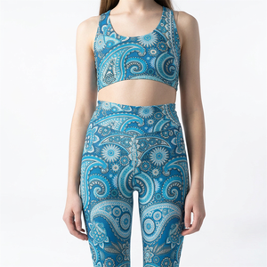 High Waist Women's Polyester Spandex Yoga Pants Custom Printed Floral Design Breathable UV Protection <b>Ankle</b>-<b>Length</b> SEAMED - Product Image 1