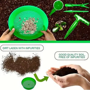 <b>Plastic</b> Garden Soil Hand Vibrate Sieve Tools Lightweight Durable Sifting Pan Netting Soil Sieve for Courtyard Balcony - Product Image 4
