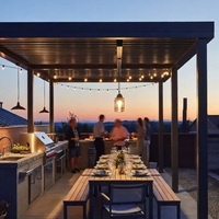 Gazebo de plage en aluminium avec éclairage LED - Structure extérieure durable, imperméable, résistante au vent, anti-UV, écologique, résistante aux rongeurs et à la décomposition