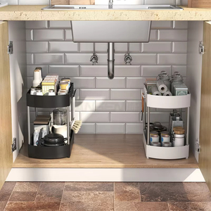 <strong>Under</strong> <strong>Bathroom</strong> <strong>Sink</strong> <strong>Storage</strong> 2 Tier Sliding Cabinet Basket White <strong>Under</strong> <strong>Sink</strong> Cabinet Organizer - Product Image 4