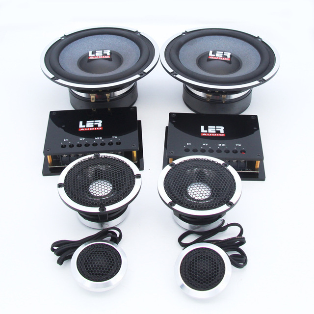 6.5 Inch 3-Way Component Car Speakers-1.5" Tweeter + 3.5" Midrange 4 Ohms 300W Peak/125W RMS Aluminum Universal Car Audio