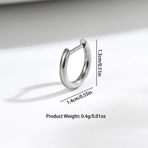 Aros de Titanio en Forma de D, Unisex, Ligeros, para Uso Diario, Diseño Elegante con Aguja Recta, Joyería de Titanio G23 para Perforación de Oreja - Product Image 4