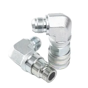 Customized ISO16028 with 90 degree elbow flat face JIC male threaded hydraulic quick release coupling 1/2 inch