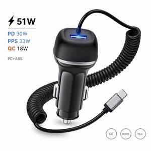 โรงงาน OEM ODM ผลิตโดยตรง ที่ชาร์จในรถยนต์แบบ USB C PD 30W PPS 33W QC 18W 51W 12V  วัสดุ PC ABS ทนไฟ ชาร์จเร็ว - Product Image 1