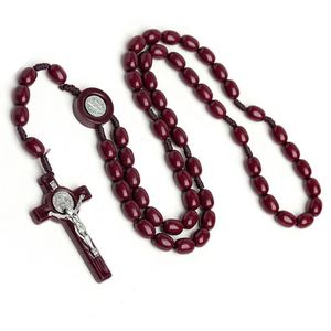 Chapelet Catholique Mecrt en Perles Acryliques Elliptiques 8*10mm, Collier Religieux, Bijou Chrétien, Cadeau de Pâques pour l'Église - Product Image 3