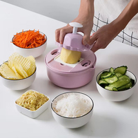 Robot de cuisine multifonctionnel Hachoir à légumes Râpe à pommes de terre avec récipient Coupe-légumes à la main