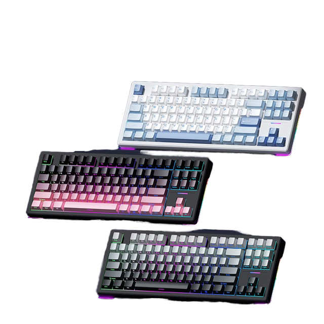 Factory Discount White 87-Key Gaming Keyboard Wireless RGB Rgb Gamer Mobile Keyboard Mechanical Style USB Interface Kailh New