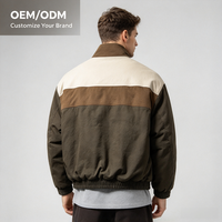 Veste matelassée ample pour homme à col montant, avec empiècements color block et poches à rabat, manteau d'hiver chaud