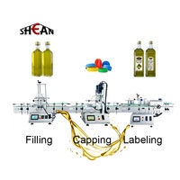 Machine de remplissage, de bouchage et d'étiquetage pour boissons, eau, huile, jus, liquides, verre et plastique, petites bouteilles